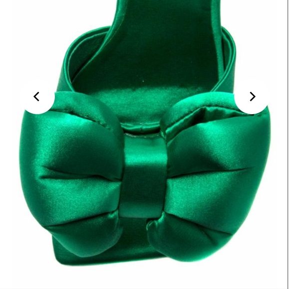Jeffrey Campbell  BOW_DOWN Green satin bow stiletto slides, New in box US 7.5 - Picture 12 of 12